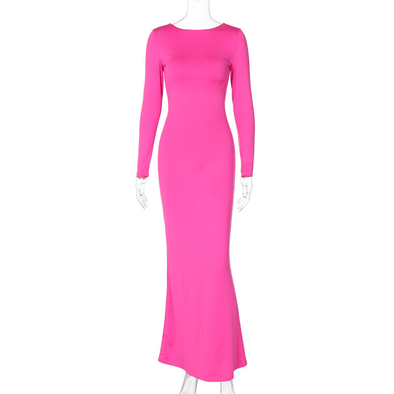 Sexy Backless Lace Up Long Sleeves Dresses