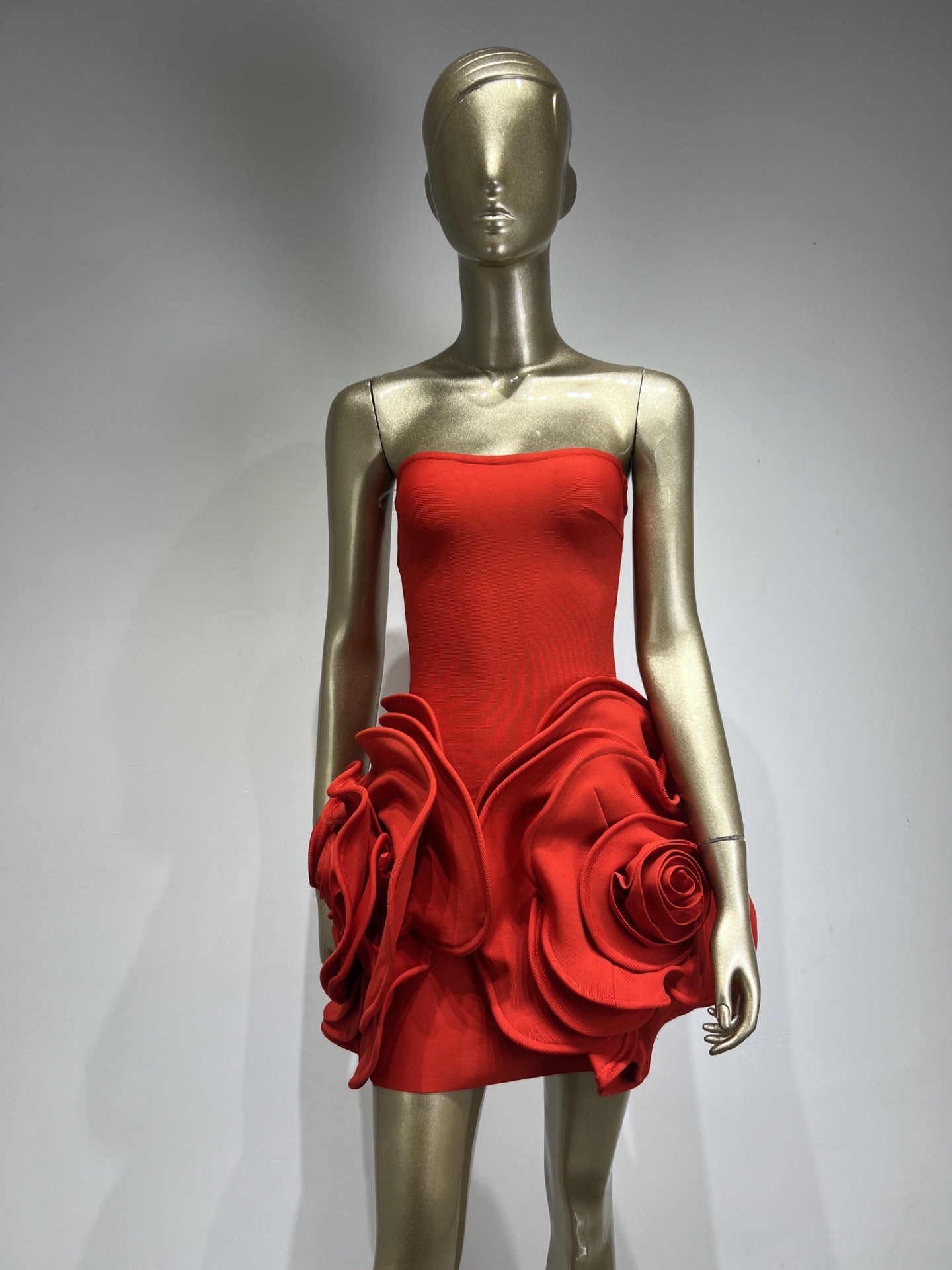 Sexy Designed Strapless 3D Flower Evening Party Dresses