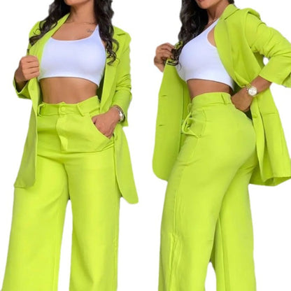 Fashion Women Blazers & Straight Pants Two Pieces Suits
