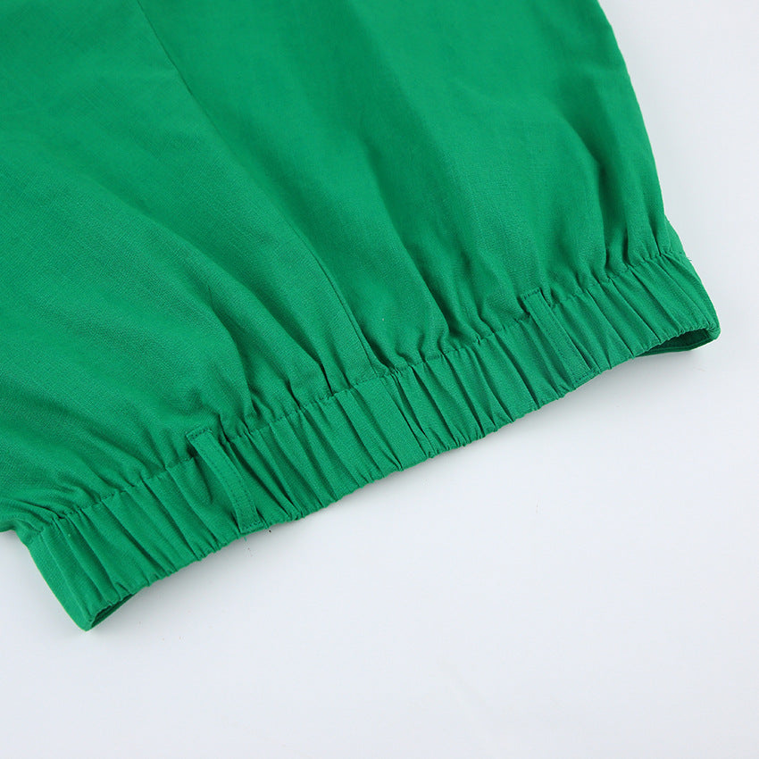 Casual Cotton Linen Sleeveless Tops & Wide Legs Pants