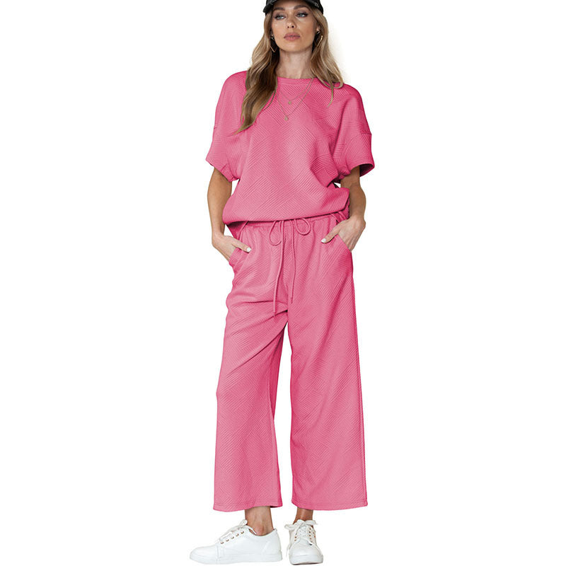 Casual Summer Drawstring Two Pieces Women Suits
