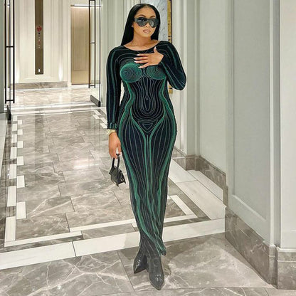 Sexy Fashion Backless Long Sleeves Dresses