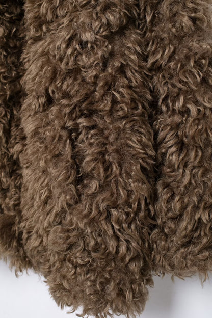 Brown Artificial Fur Short Jacket Coats