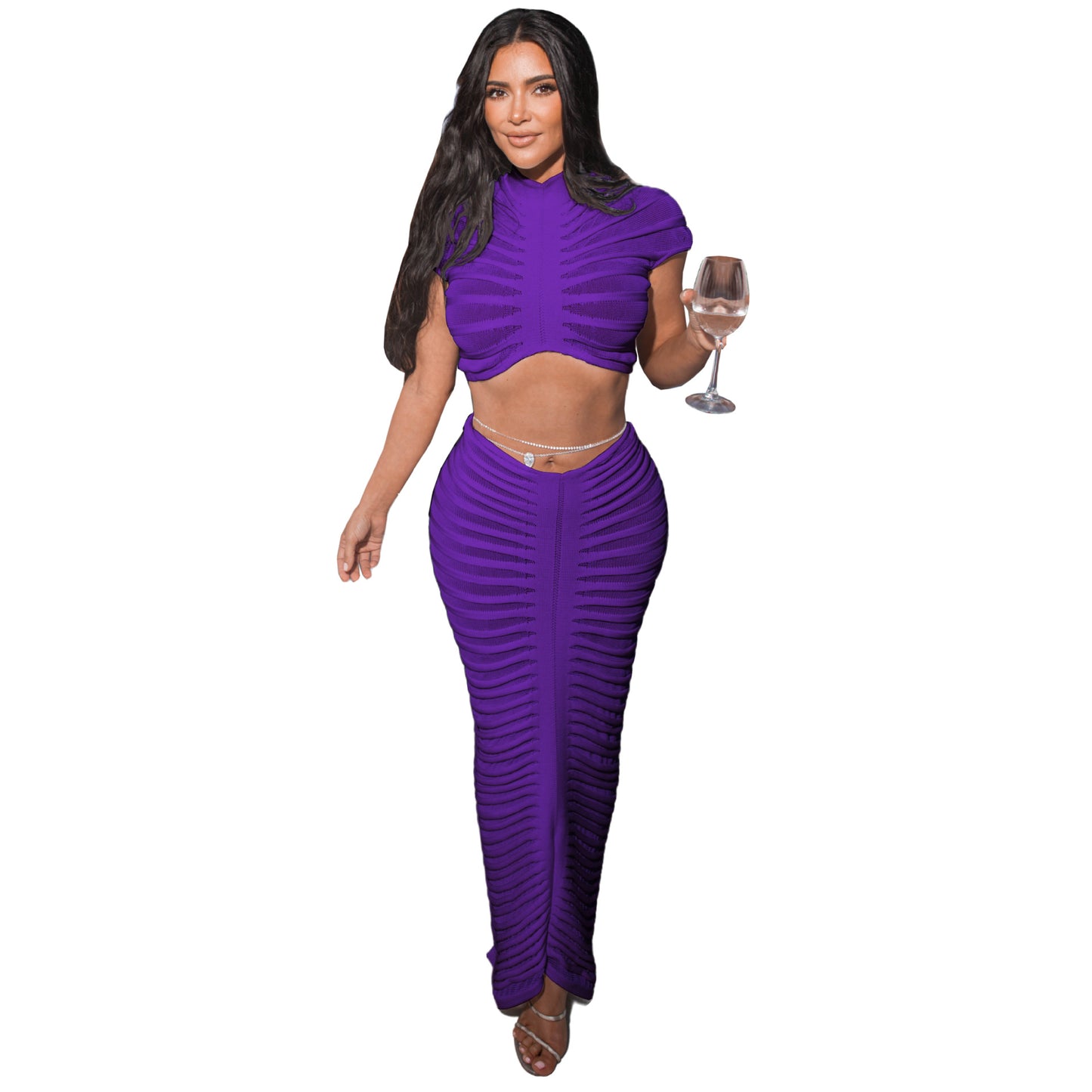 Sexy See Through Knitted Night Party Dress Suits