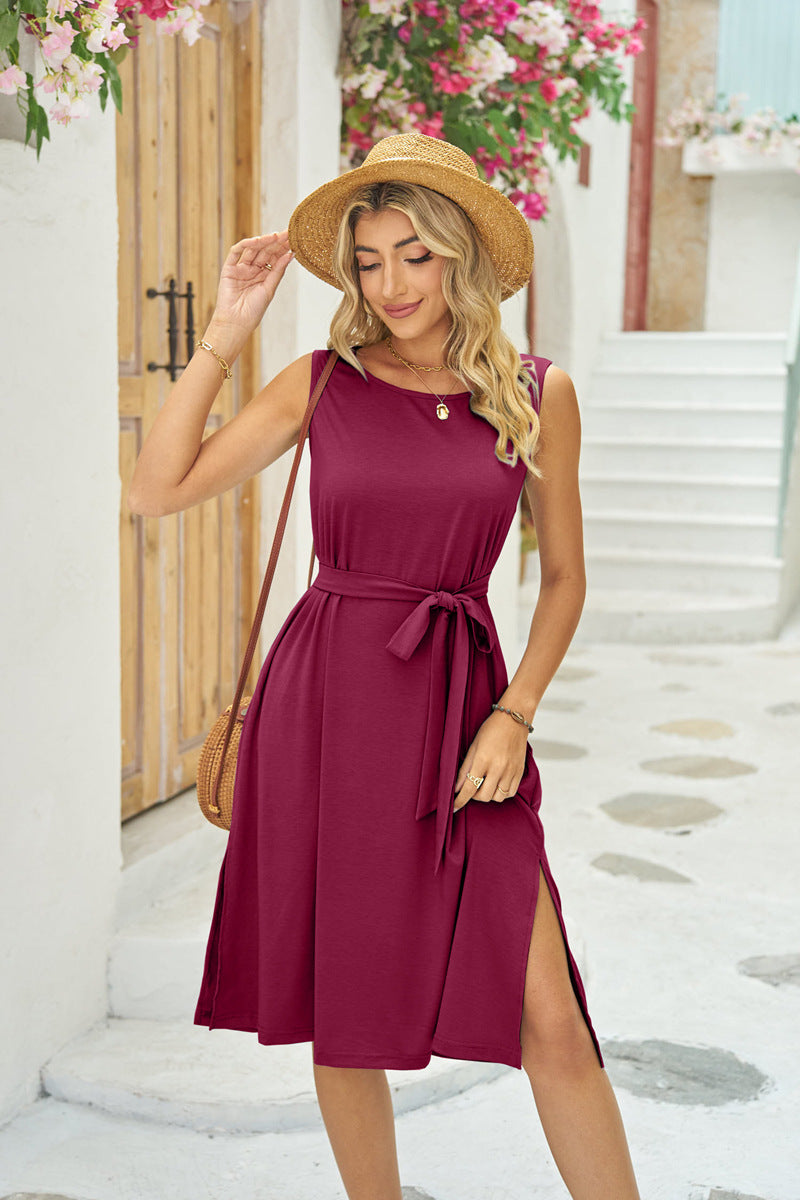 Sexy Summer Split Front Sleeveless Midi Dresses