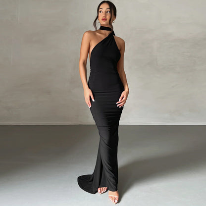 Sexy One Shoulder Sleeveless Long Evening Party Dresses