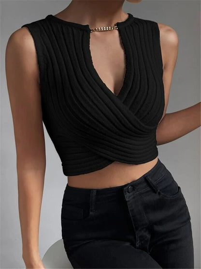 Sexy Chain Crossed Knitted Tank Tops
