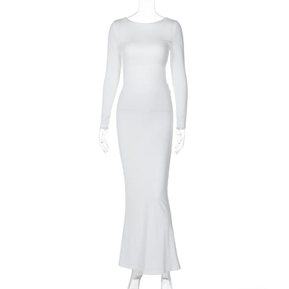 Sexy Backless Lace Up Long Sleeves Dresses