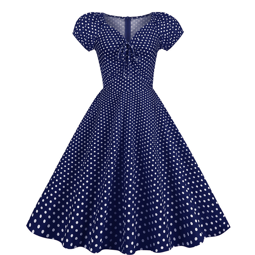 Vintage V Neck Summer Short Sleeves Dresses