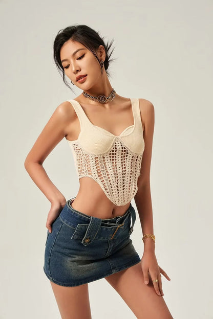 Fashion Crochet Knitted Midriff Baring Summer Tank Tops