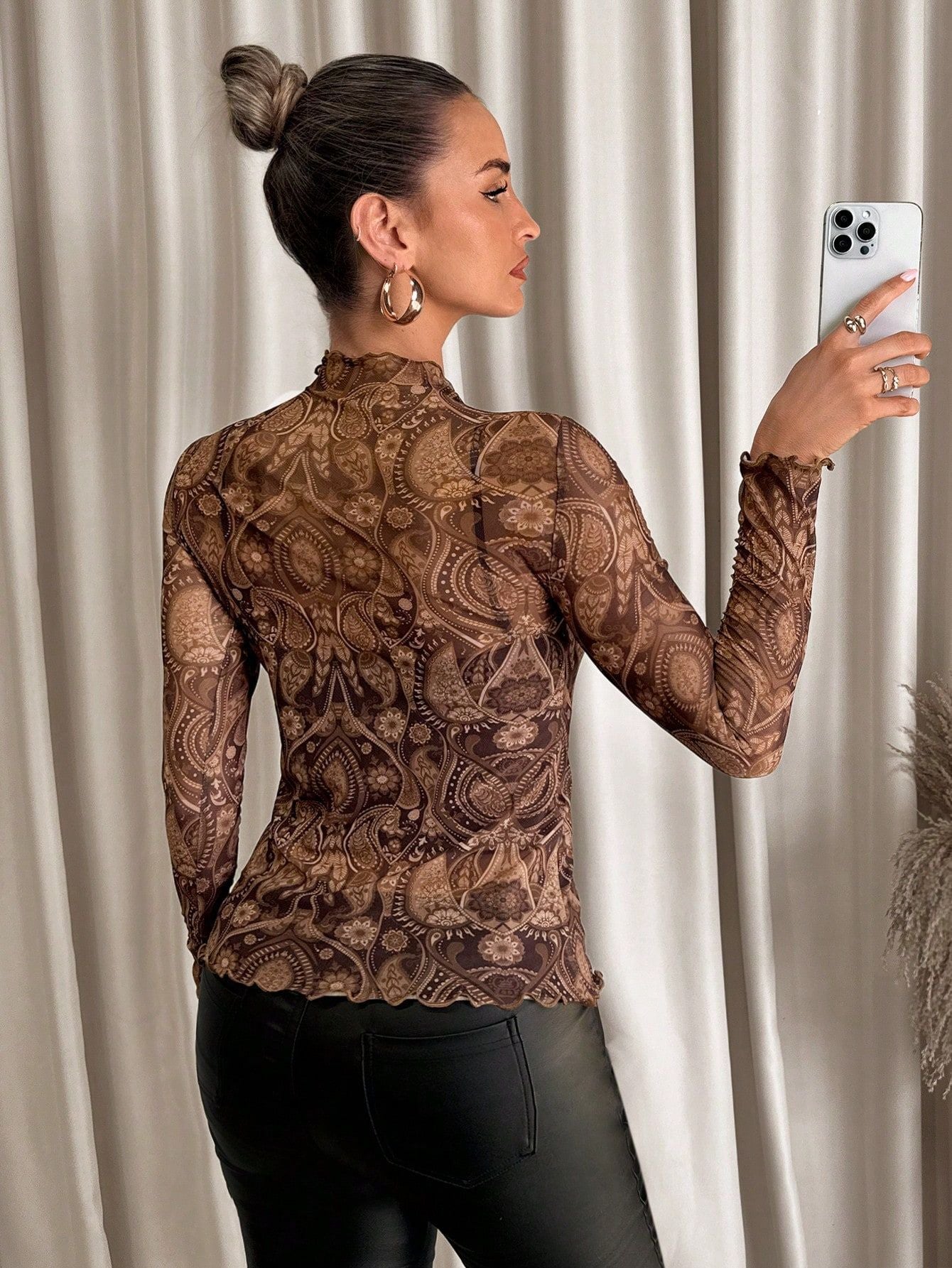 Sexy Net Sheath Long Sleeves T Shirts