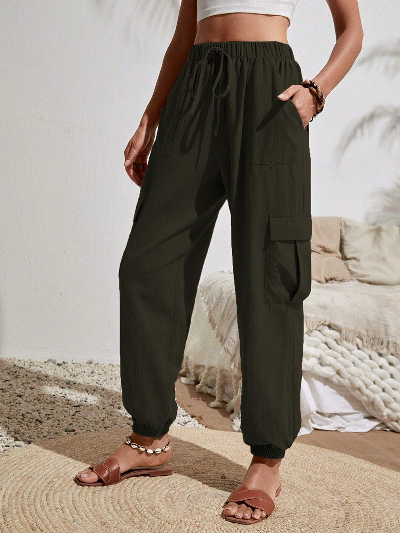 Casual Women Pockets Trousers