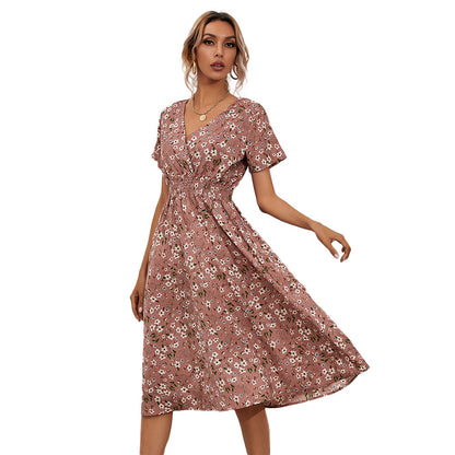 Summer Floral Print Short Sleeves Summer Daily Dresses