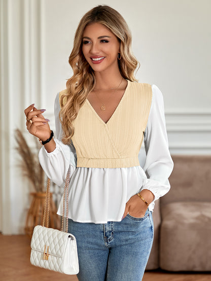 Casual V Neck Women Long Sleeves Fall Tops