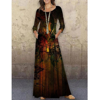 Elegant 3D Floral Print Summer Long Dresses