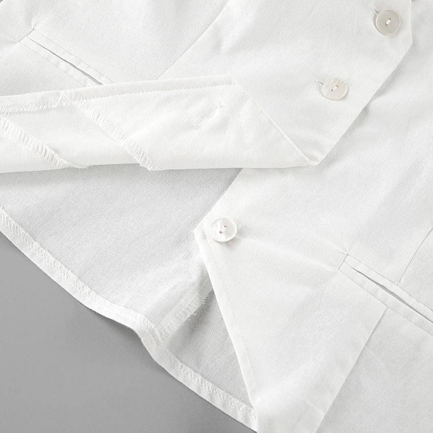 Designed Linen Cotton Summer Sleeveless Tops and Shorts Sets