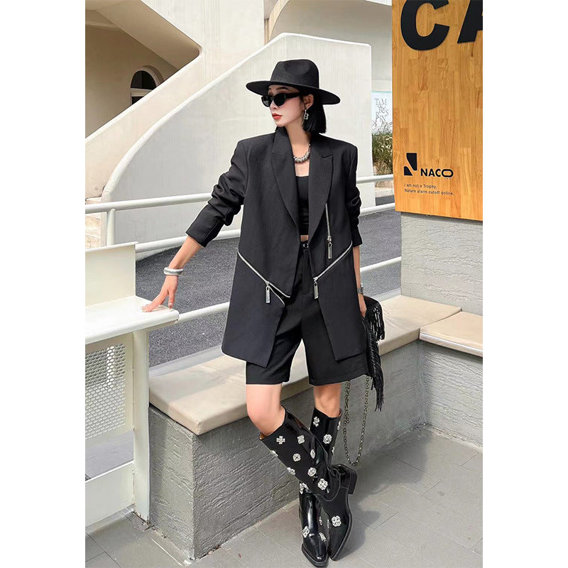 Designed Fashon Zipper Blazer Coat