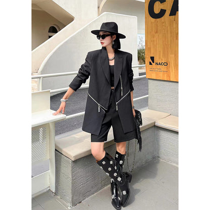 Designed Fashon Zipper Blazer Coat