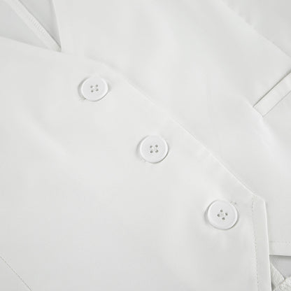 Summer White Sleeveless Vest & Long Pants Two Pieces Suits