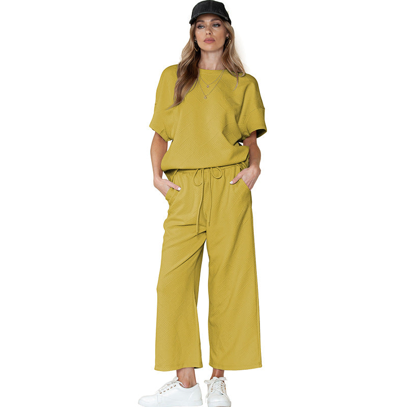 Casual Summer Drawstring Two Pieces Women Suits