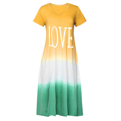 Casual Contrast Design Summer Short Sleeves Dresses