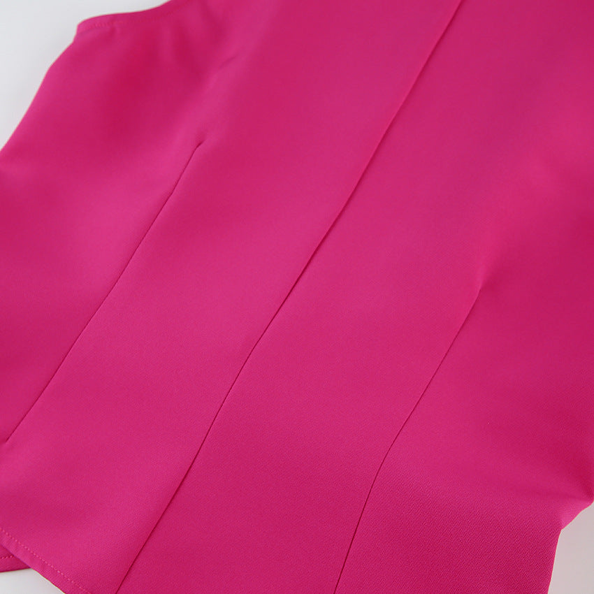 Fashion Sleeveless Tops and Long Pants Two Pieces Suits