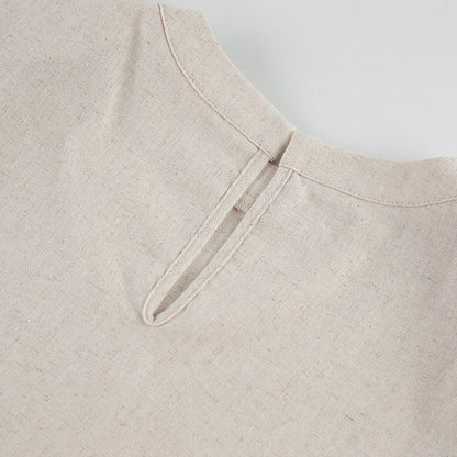 Casual Summer Cotton Linen Sleeveless Tops & Cropped Pants Suits