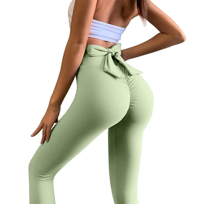 Sexy High Waist Back Bow Design Sports Leggings