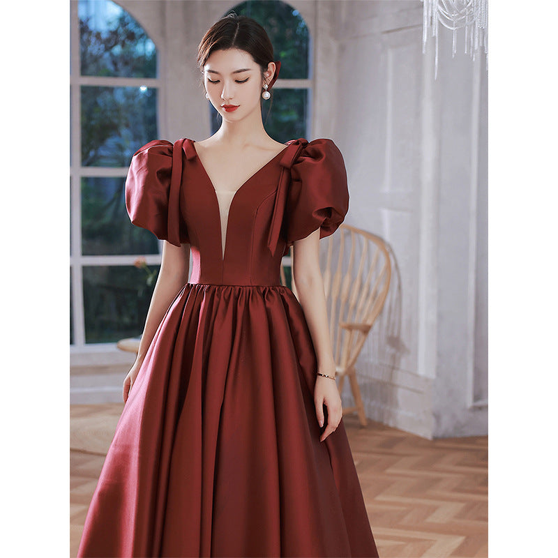 Elegant Wine Red Ball Gown Dresses