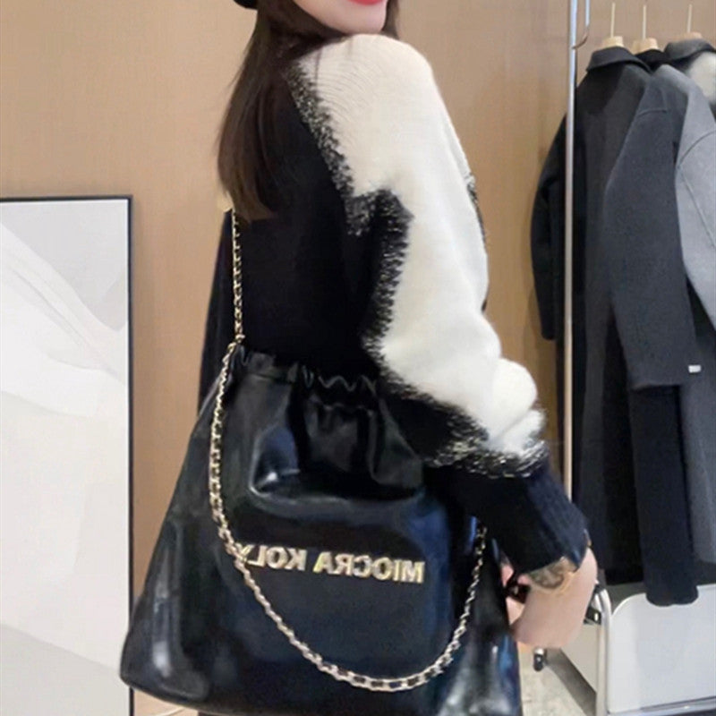 Casual Contrast Color Knitted Sweaters