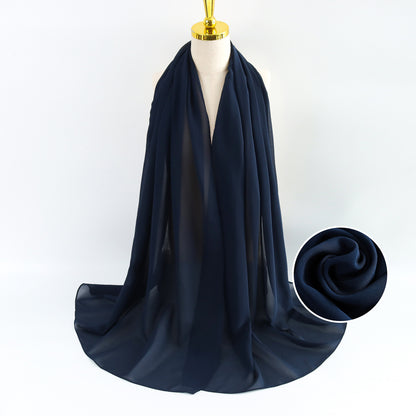 Women Pearl Chiffon Scarf Solid Color Bubble Towel Versatile Scarves