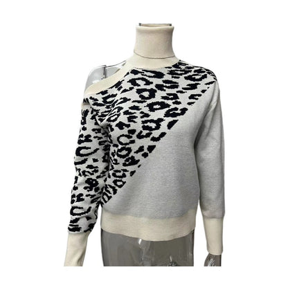 Casual Leopard Long Sleeves Knitted Sweaters