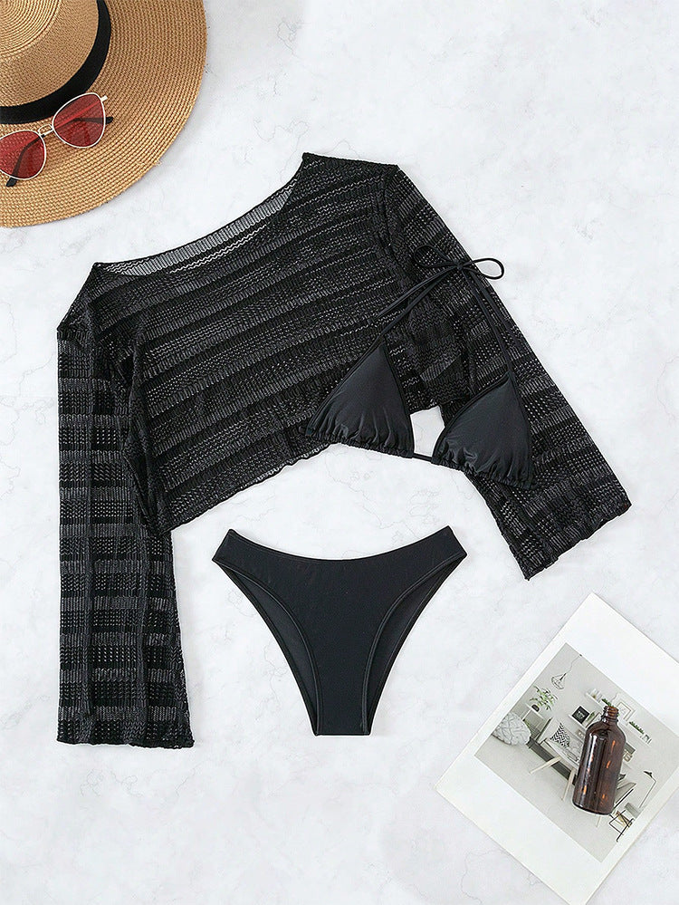 Casual 3pcs Black Bikini Swimsuits
