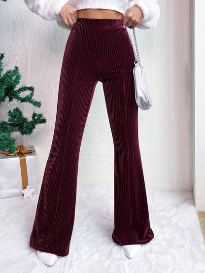 Casual High Waist Corduroy Trumpet Pants for Women