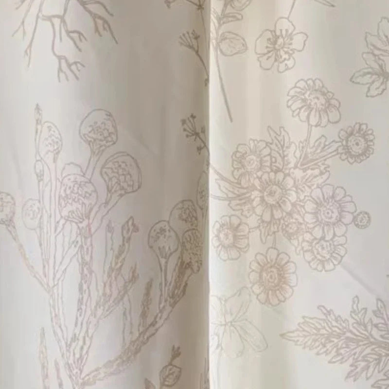 Cream Style Printed Curtains Transparent But Opaque Thick White Gauze Curtain No Punching Self-adhesive Door Curtain Kitchen