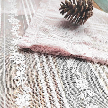 1PC Pink Floral Lace Beaded Jacquard Sheer Curtain for Living Room Kitchen Small Window Drape Cafe Study Blinds