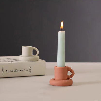 Nordic Decorative Cup-shaped Candle Holder Ceramic Candlesticks Wedding Centerpiece Ornaments Home Decoration