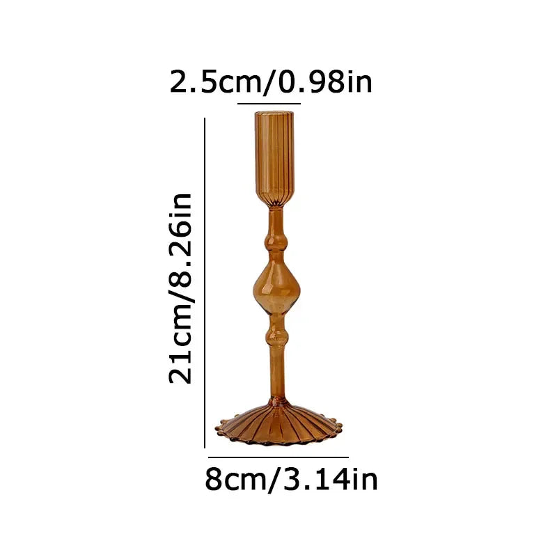 Retro Glass Candle Holder Wedding Supplies Candlelight Dinner Candlestick Props Ornament High Footed Candlestick Home Decoration