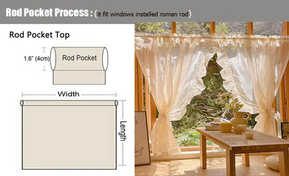 French Romantic White Geometric Star Floral Pattern Ruffles Sheer Lacework Curtains for Living Room Tulle for Windows Drapes