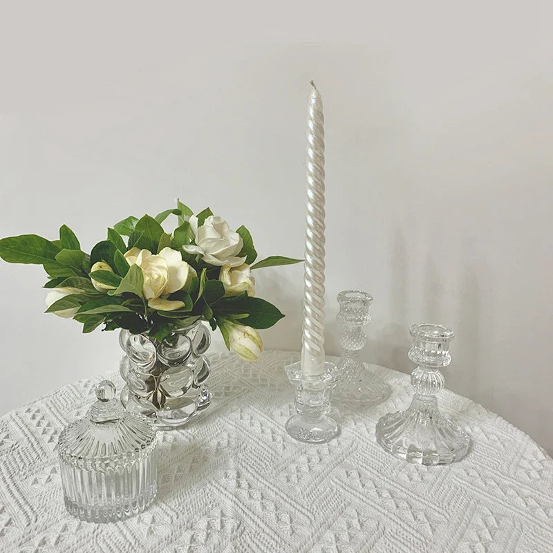 Glass Candle Holder Elegant Candlestick Romantic Decoration for Wedding Centerpiece Candle Rack Table Decor Ornament bougeoir