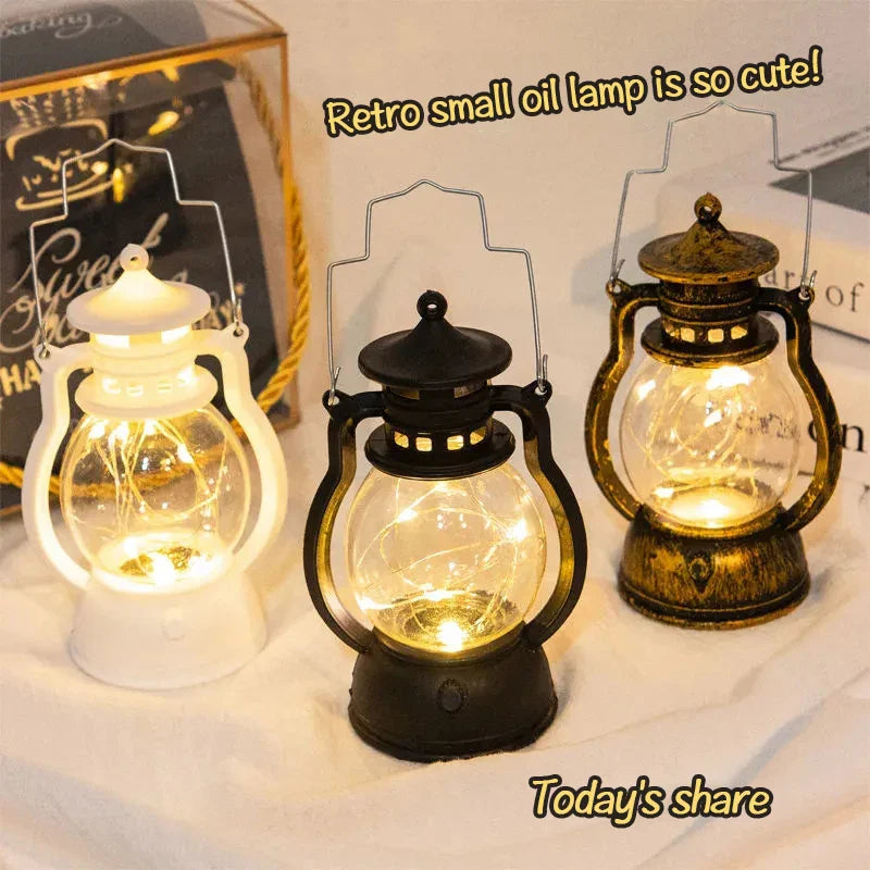 Ins Candle Holders lantern for Table Retro Flameless Kerosene Lamp Desktop Candlestick Chandelier Christmas New Year Home Decor