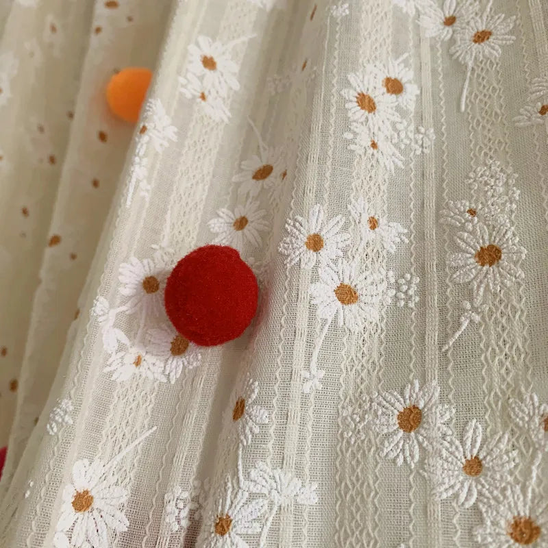 French pastoral floral door curtain cotton and linen bedroom partition bathroom feng shui curtain