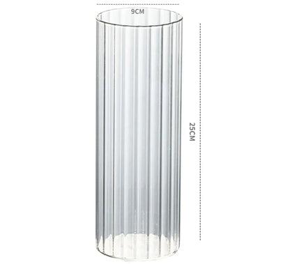 Ribbed Cylinder Glass Candle Holder Home Decor  Pillar Candles Glass Vase Floating Candle Wedding Ornaments Tealight Candlestick