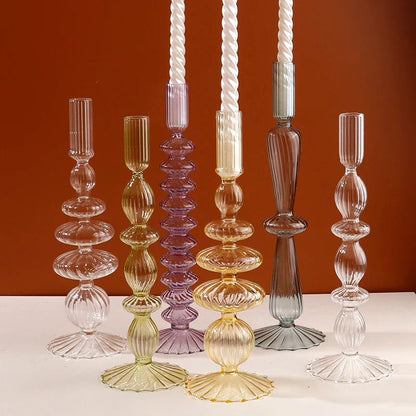 Romantic Glass Candle holder candlelight dinner Nordic Candlestick Wedding centerpieces Bougeoir Birthday living room home decor