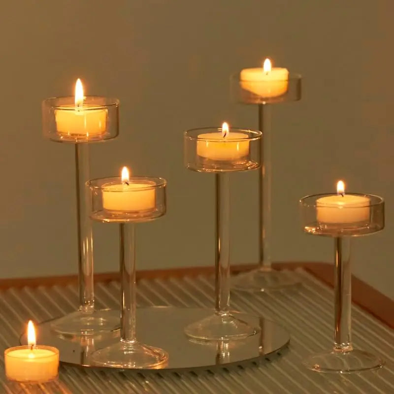 3pc Tealight Glass Candle Holder Set Wedding Table Centerpieces Home Decoration Candle Stand Holders Party Crystal Candlesticks