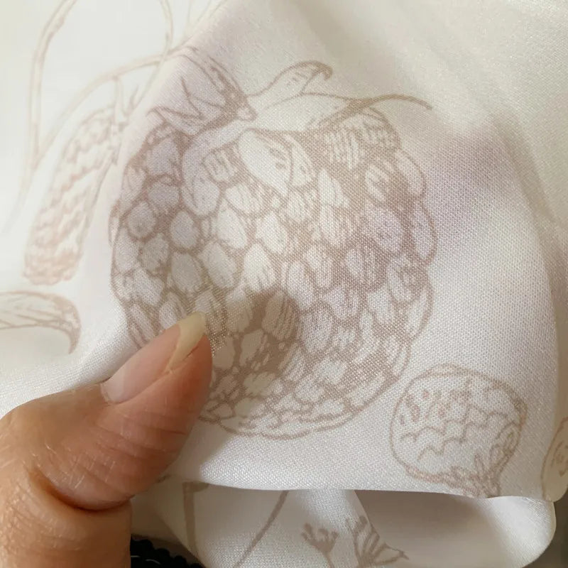 Cream Style Printed Curtains Transparent But Opaque Thick White Gauze Curtain No Punching Self-adhesive Door Curtain Kitchen