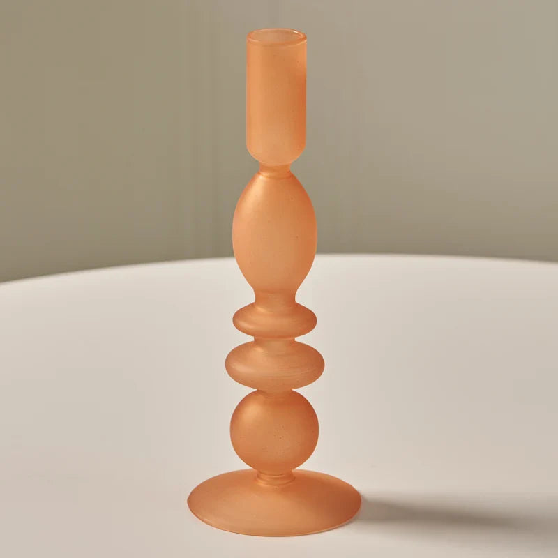 1pc Matte Glass Candle Holders Home Decoration Candlestick Birthday Candle Holder Dining Table Decoration Candle Home Decore