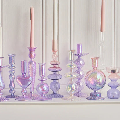 1pc Floriddle Glass Vases Nordic Candlestick Wedding Decoration Christmas Decoration Candle Stick Holder Home Decor Flower Vase