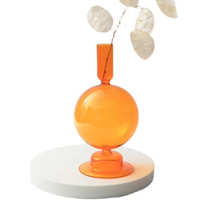 Nordic Orange Glass Taper Candle Holder Creative Home Decor Wedding Party Dinner Candlelight Decoration Living Room Candlestick