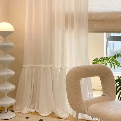 French Skirt Special Design White Sheer Curtains For Princess Rooms, Dust-proof Partition Curtains, Tulle Curtains For Windows
